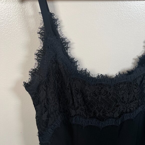 DVF Olivette Lace Trim Slip Dress Size 14 Black Cocktail 90s Practical Magic - Picture 5 of 11